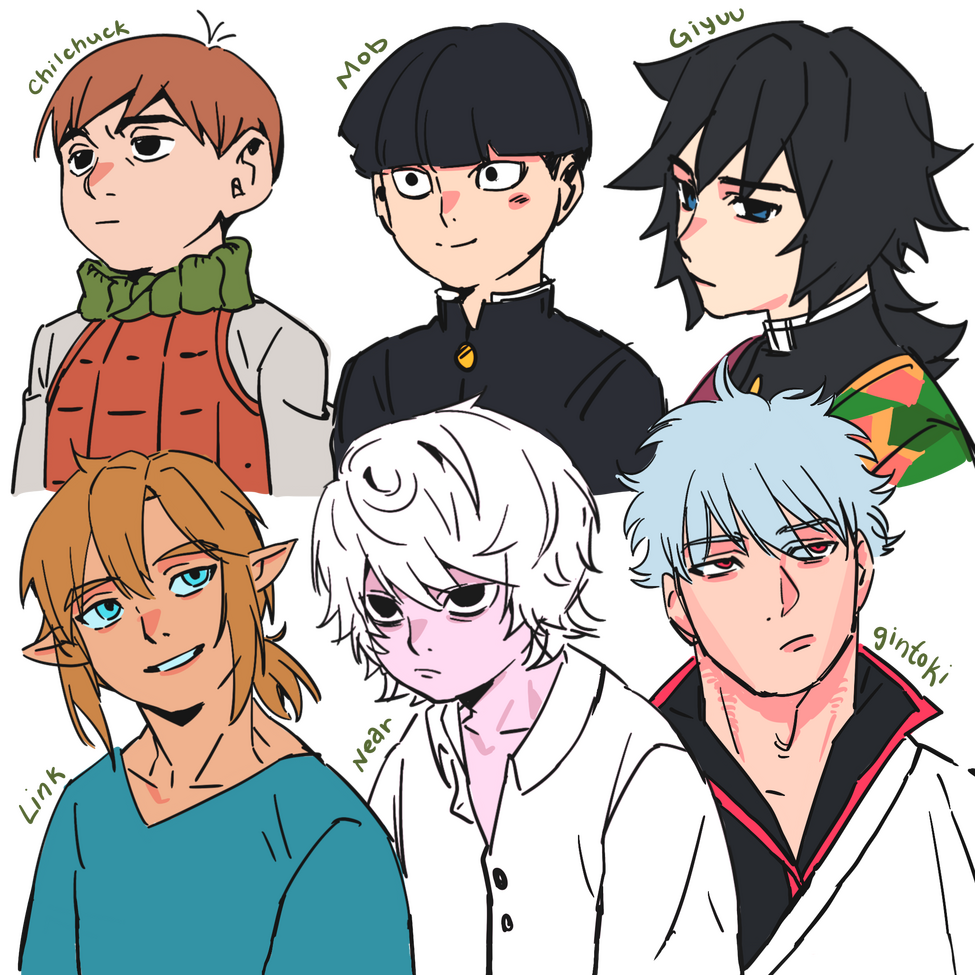 dunmeshi || mob psycho 100 || demon slayer || zelda || death note || gintama
